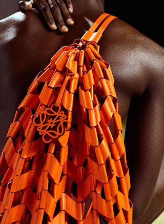 Men's beachwear orange net bag by Loewe