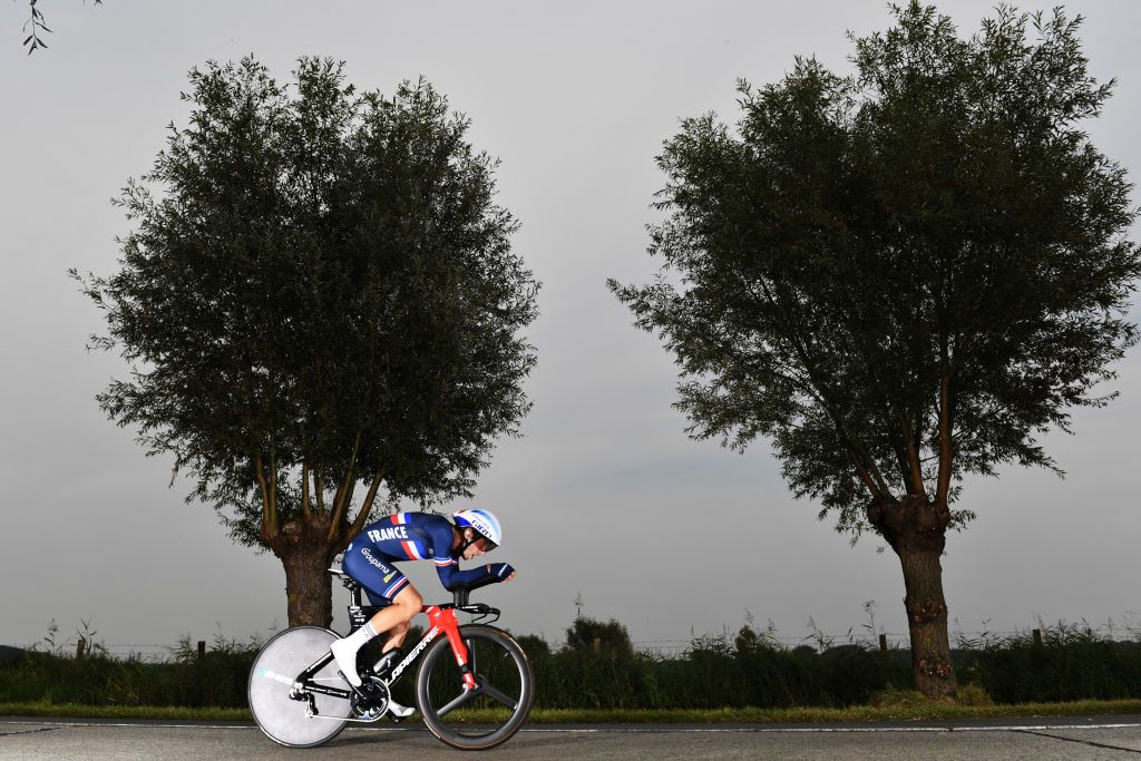 BRUGES BELGIUM SEPTEMBER 19 Benjamin Thomas of France sprints during the 94th UCI Road World Championships 2021 Men Elite ITT a 433km Individual Time Trial race from KnokkeHeist to Bruges flanders2021 ITT on September 19 2021 in Bruges Belgium Photo by Tim de WaeleGetty Images