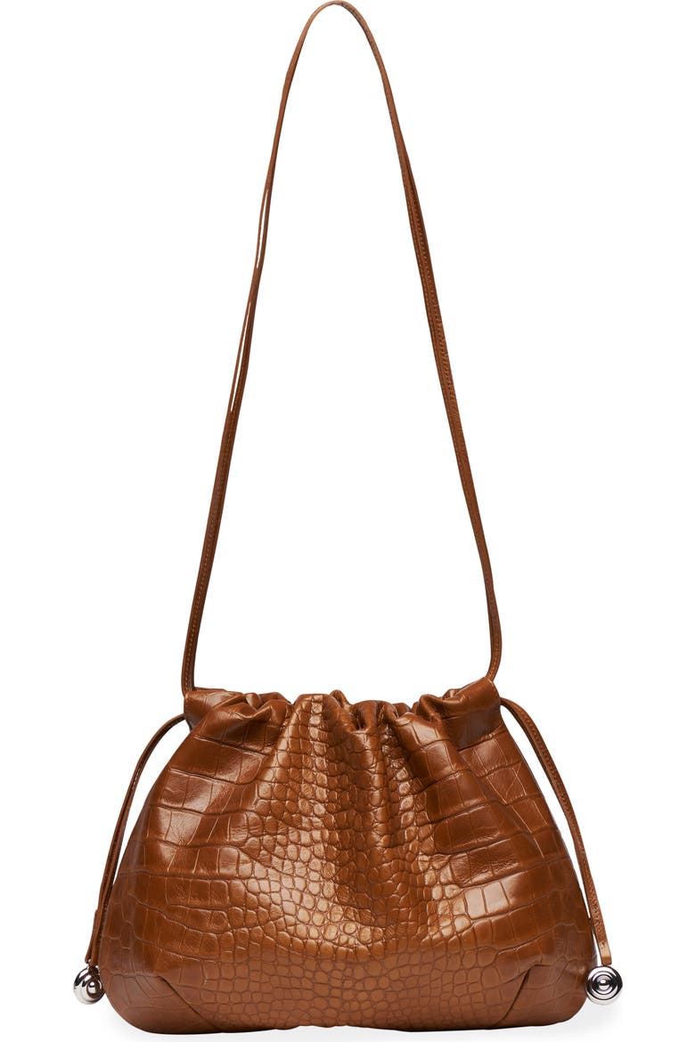 Charm Pouch Embossed Leather Shoulder Bag