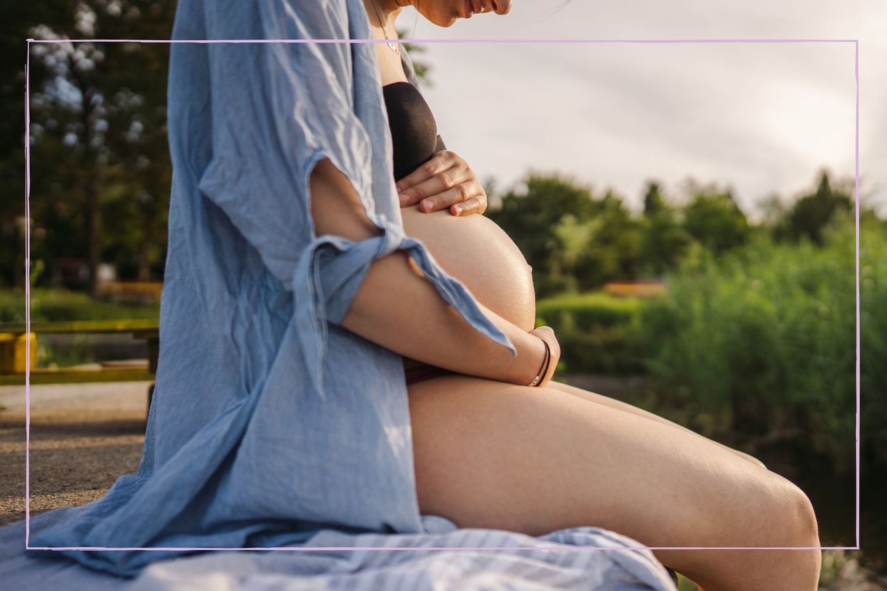 How to cool down when pregnant illustrated by pregnant belly and open shirt