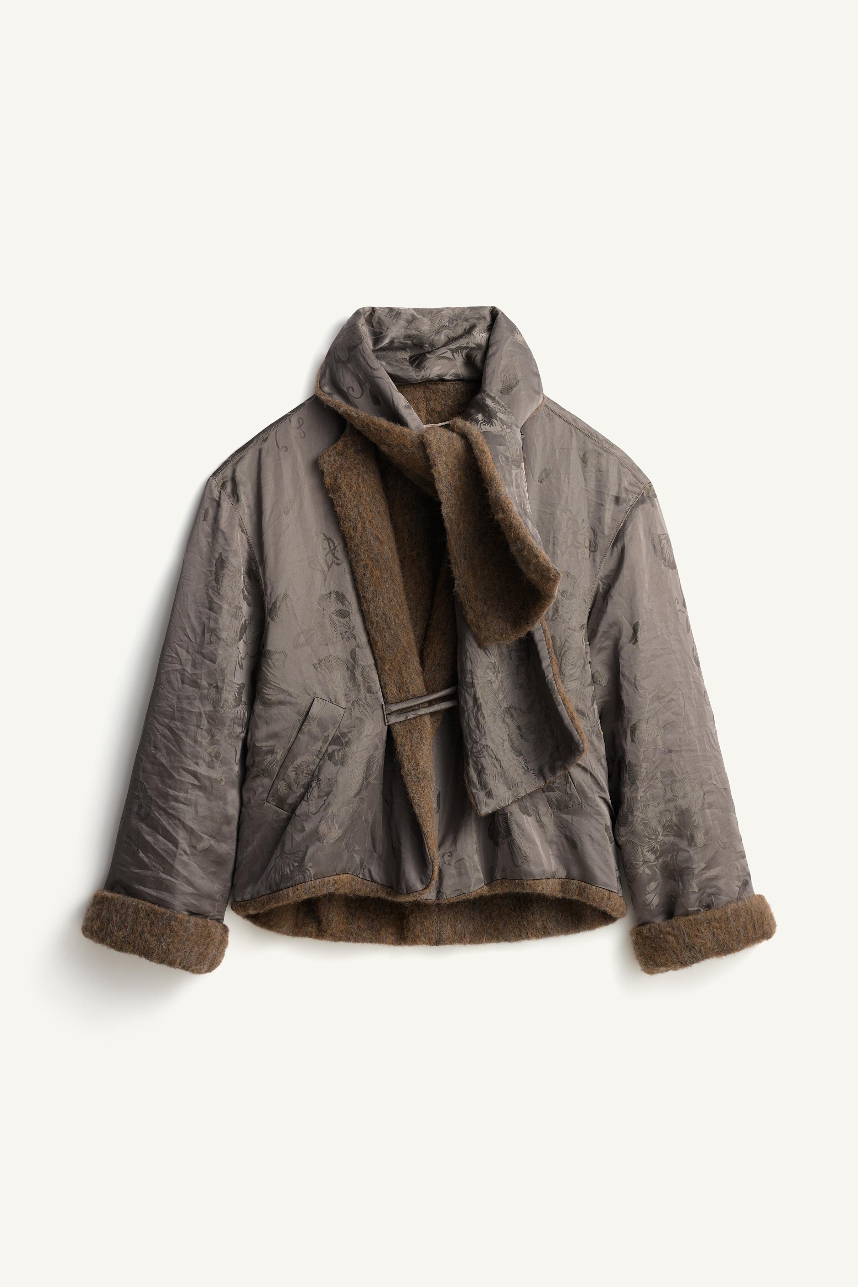 Limited Edition Reversible Jacquard Coat With Scarf - Gray - Xs