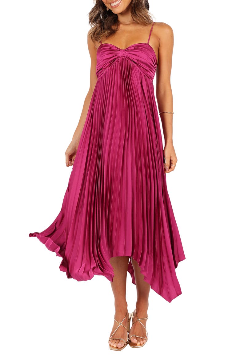 Vikki Pleated Sleeveless Satin Maxi Dress