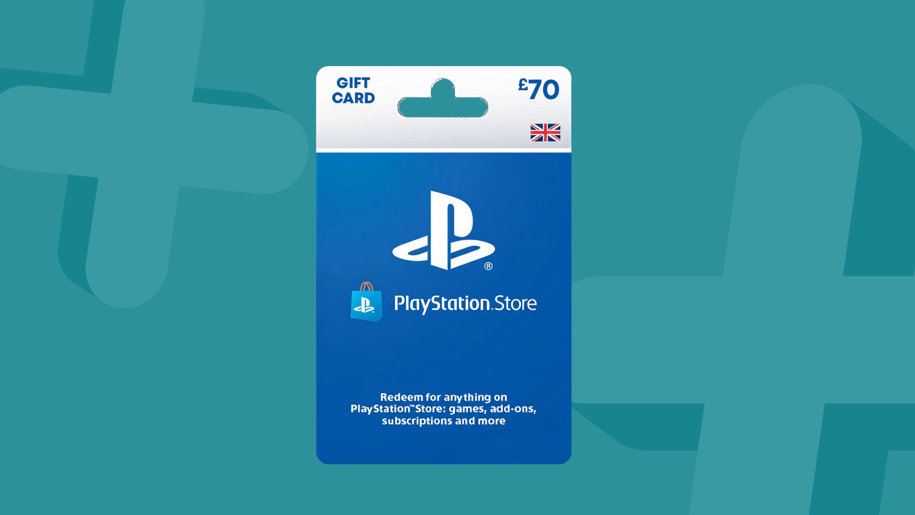 PlayStation Store gift card on a light blue background