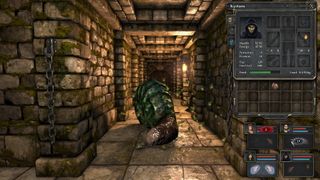 Budget games - Four heroes confront a giant snail in first person in the dungeons of Legend of Grimrock