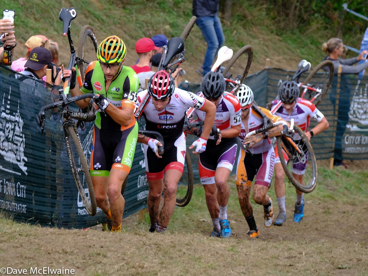 Rob Peters (Crelan) leading the climb up Mt. Krumpit during lap two