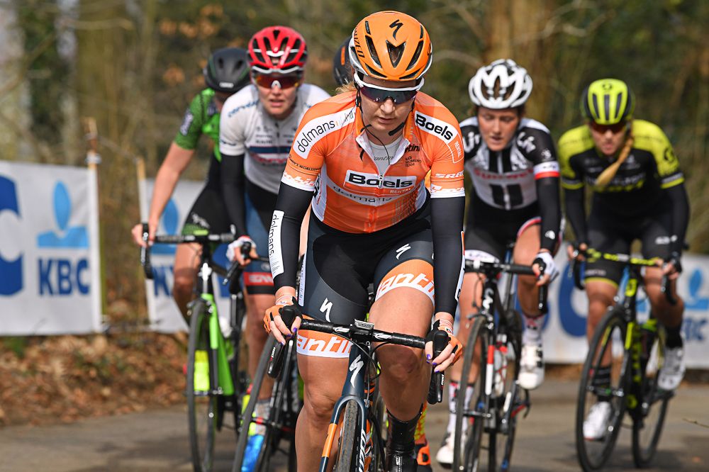 Amy Pieters on the front of Gent-Wevelgem
