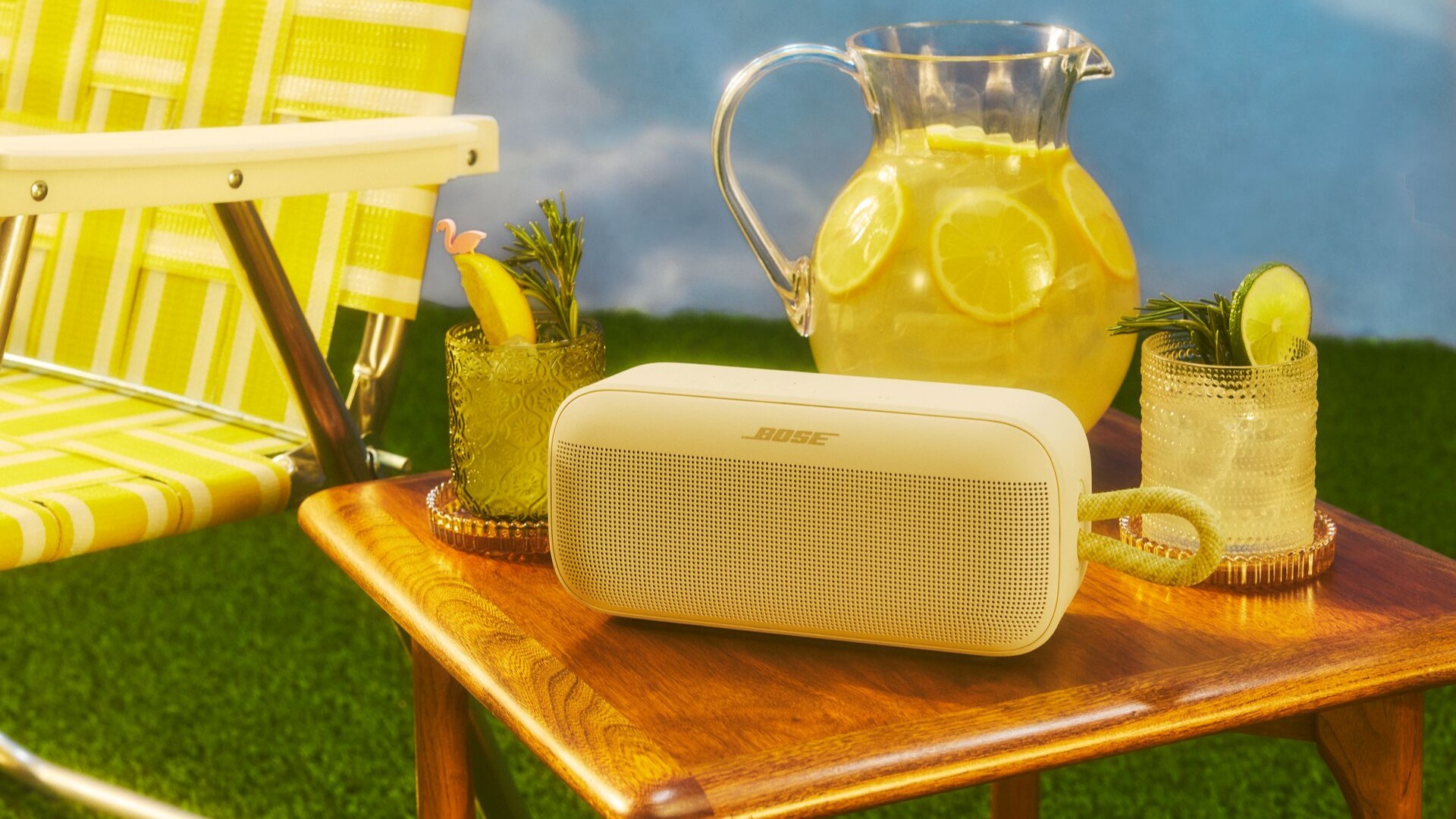Bose SoundLink Plus in yellow on a table