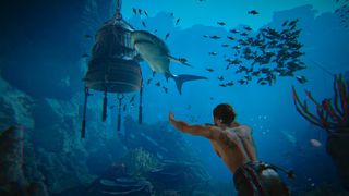 Swimming to a diving bell in Assassin's Creed Black Flag Resynced as sharks and fish swim nearby