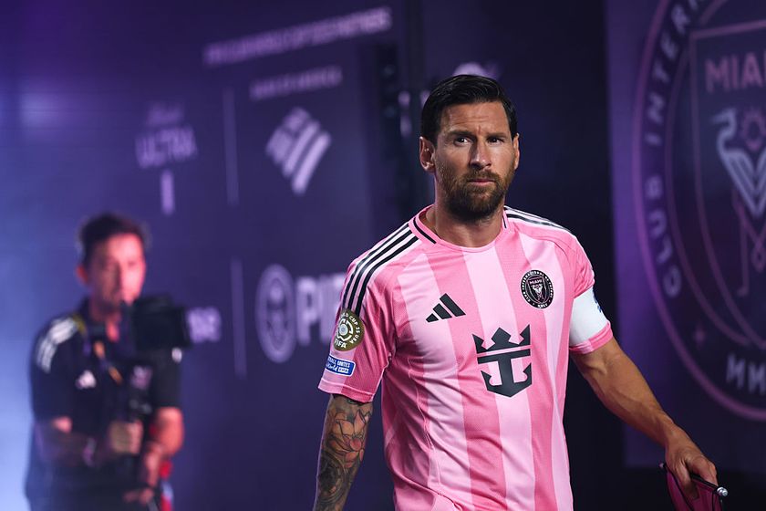 Lionel Messi #10 of Inter Miami CF walks out of the tunnel prior to the FIFA Club World Cup 2025 group A match between Internacional CF Miami and SE Palmeiras at Hard Rock Stadium on June 23, 2025 in Miami Gardens, Florida.