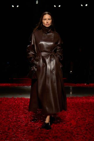 Milan fashion week AW25 trends brown leather