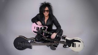 Steve Stevens with three Ciari guitars