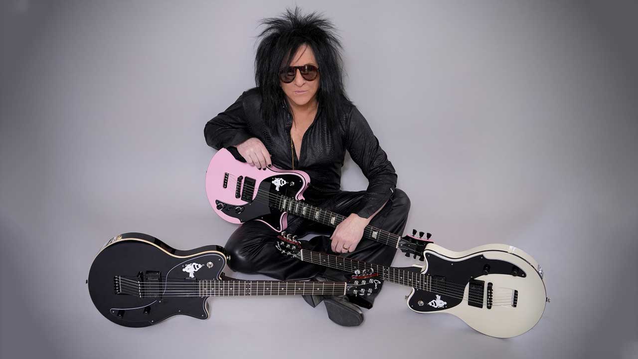 Steve Stevens with three Ciari guitars