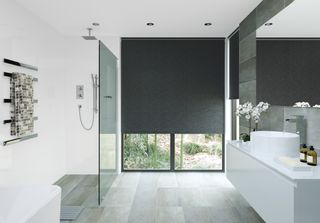English Blind full length blinds in a modern bathroom