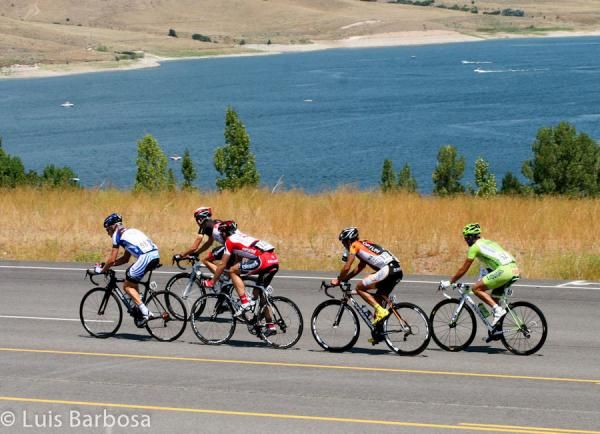 The breakaway heads toward Snowbird mountain during stage five at Tour of Utah