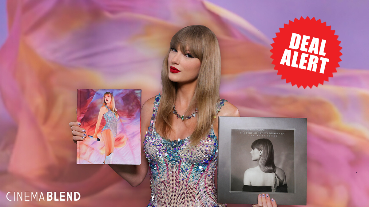 Taylor Swift holding up exclusive Target merchandise for Black Friday