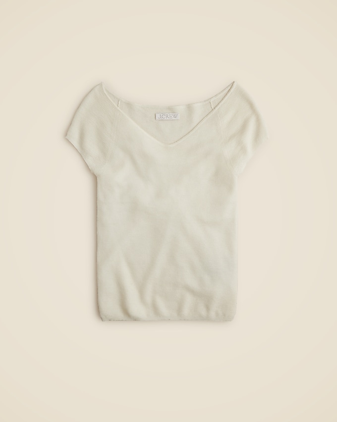 Cashmere-Silk Blend Wide V-Neck Sweater T-Shirt
