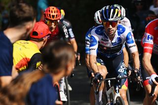 Primož Roglič (Red Bull-Bora-Hansgrohe) rides stage 9 in the polka-dot Mountain Jersey