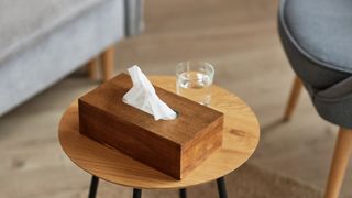 tissue box on table