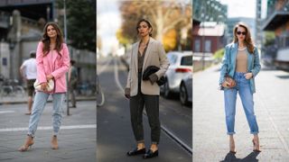 mom jean outfits: street style blazers