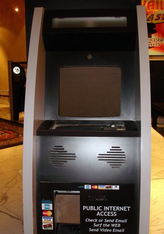 One kiosk without screen and ATM/Credit card reader