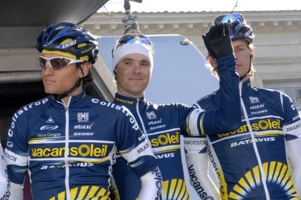 Vacansoleil Pro Cycling Team's Alberto Ongarato, Borut Bozic and Gorik Gardeyn.