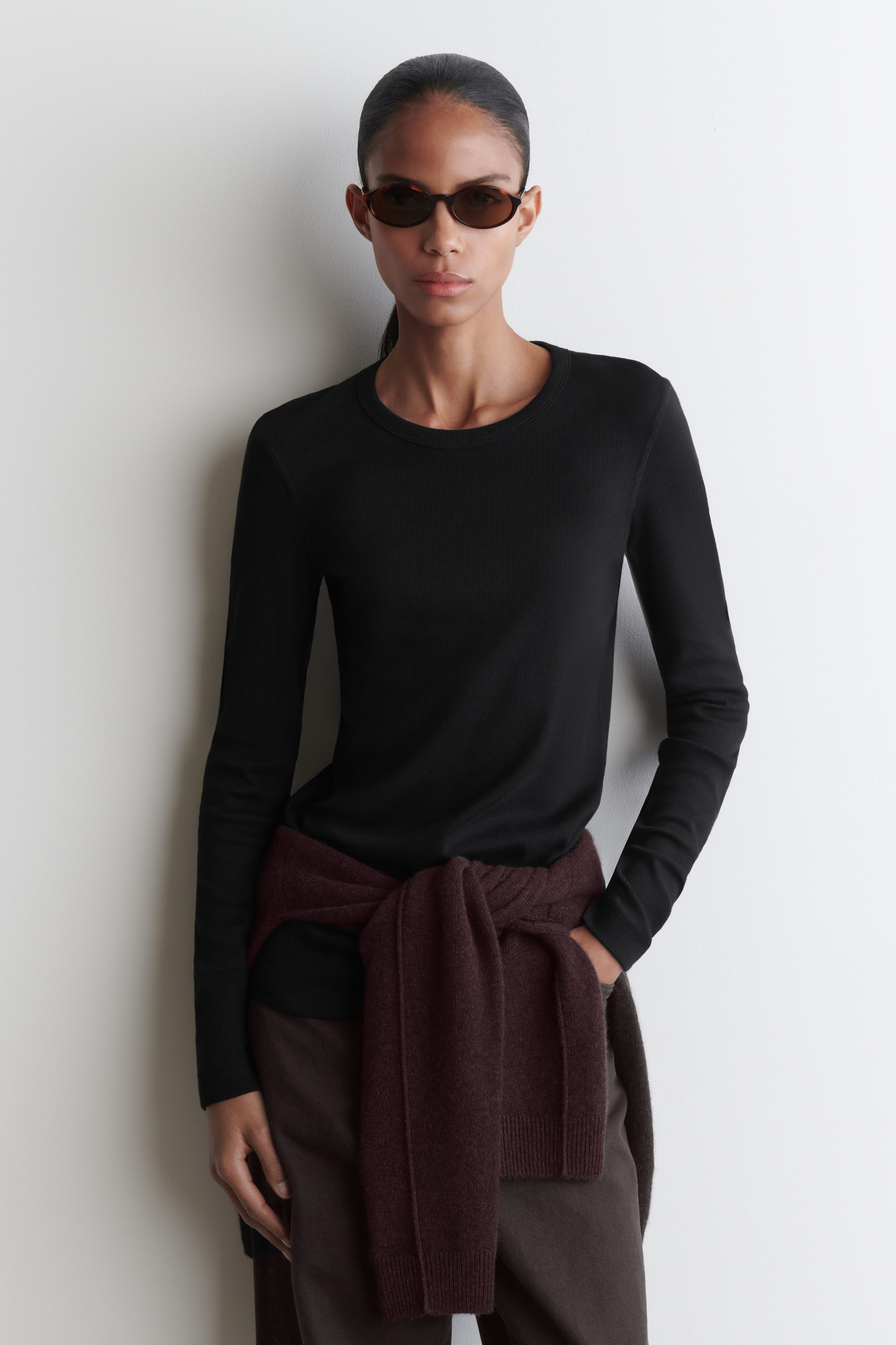 Ribbed Jersey Long-Sleeved Top