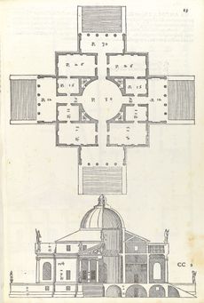 The plan and cross-section of the Villa Capra, Italy, from Andrea Palladio&rsquo;s Four Books of Architecture (1570). Credit: metmuseum.org/public domain