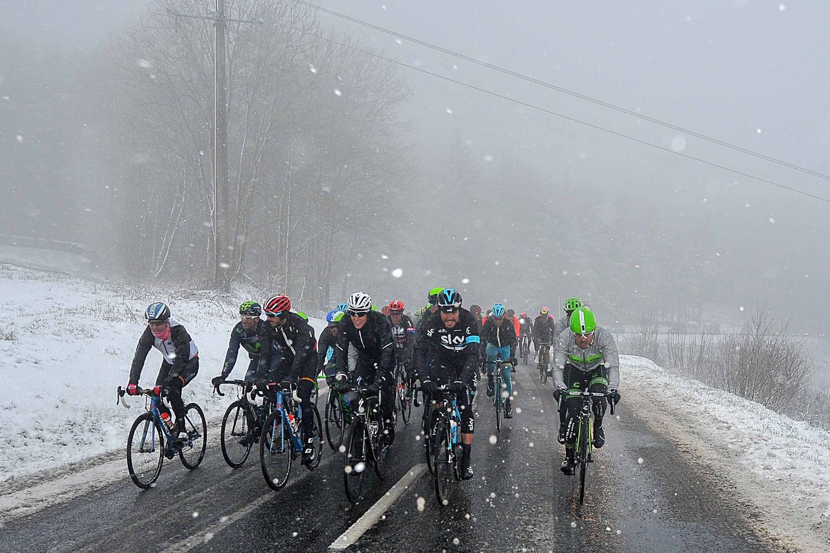 Stage 3 of Paris-Nice gets blasted by the icy hand of winter