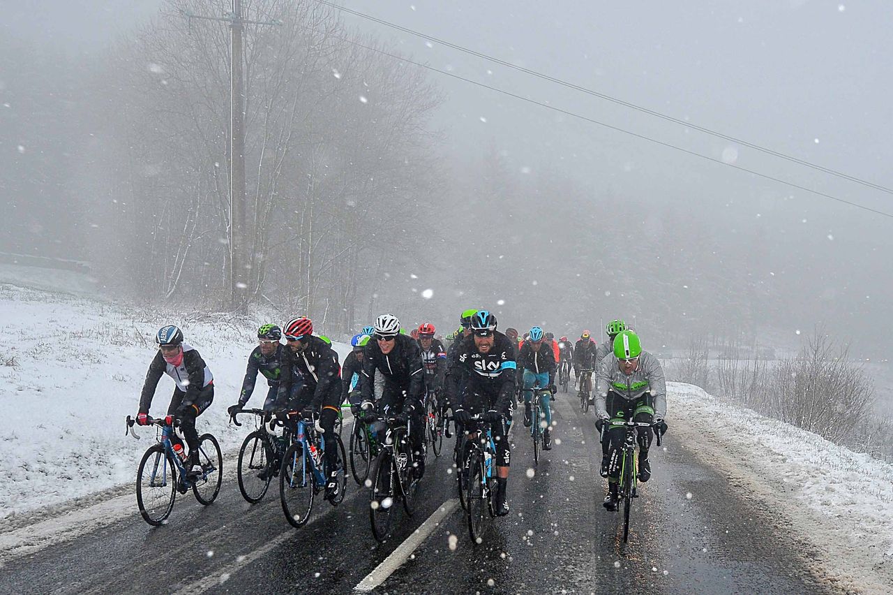 Stage 3 of Paris-Nice gets blasted by the icy hand of winter