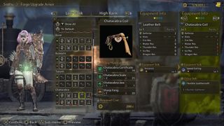 The chatacabra coil crafting menu