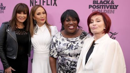 Marie Osmond, Carrie Ann Inaba, Sheryl Underwood, and Sharon Osbourne attend the 2020 13th Annual ESSENCE Black Women in Hollywood Luncheon at Beverly Wilshire, A Four Seasons Hotel on February 06, 2020 in Beverly Hills, California.