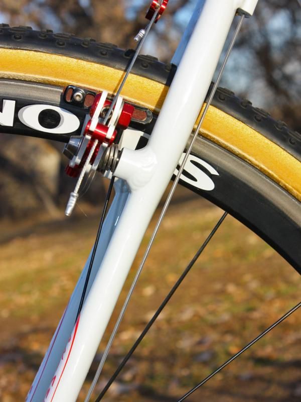 The S-bend seat stays are ovalized below the brake posts to add a bit of vertical flex for better traction and comfort.