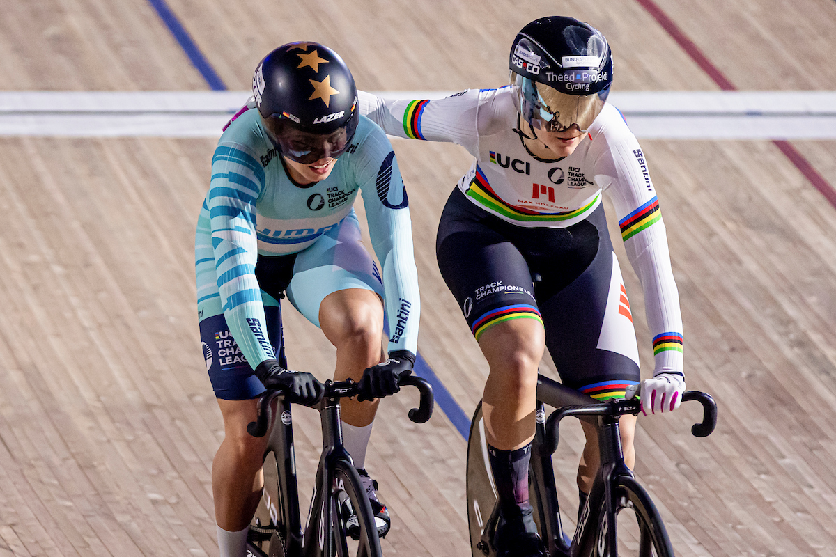 Picture by Alex Whitehead/SWpix.com - 04/12/2021 - Cycling - UCI Track Champions League Round 4 - London / Lee Valley VeloPark, London, England - Germany's Emma Hinze & Lea Friedrich