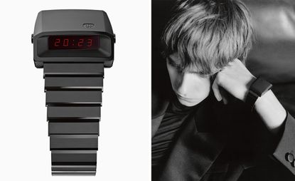 black Casquette 2.0 Saint Laurent 01 watch and model wearing it