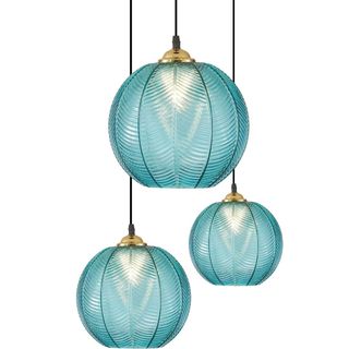 KCO Lighting Modern 3-Light Blue Striped Glass Pendant