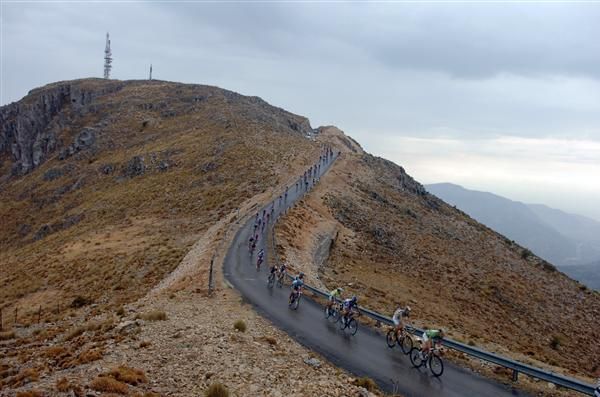 Today's wet conditions were a departure from the sun of the previous week at the Vuelta