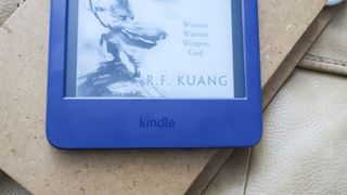 Kindle branding on bottom bezel of the Amazon Kindle 2022