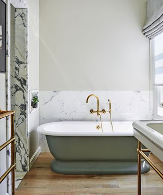 bathroom with freestanding tub