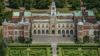 Aerial photograph of Hatfield house the childhood residence of Queen Elizabeth the first, on June 26, 2010. This Jacobean Country house was built in 1497, it is located 4 miles east of St Albans, on the eastern edge of Hatfield.
