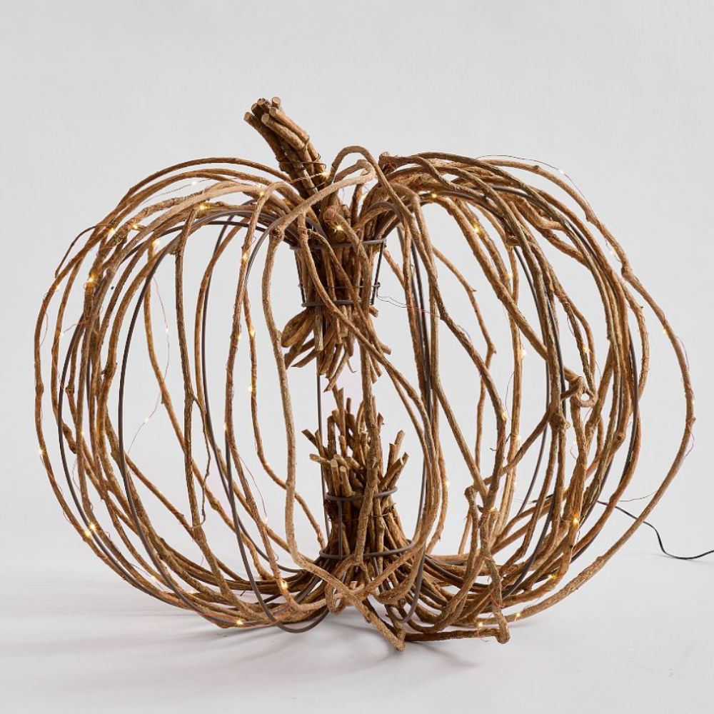 Rattan pumpkin decoration with lights
