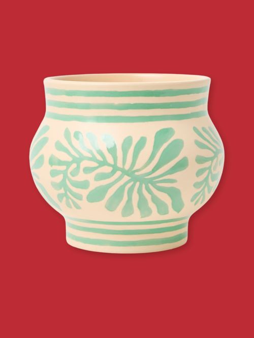 Leaf Green Ceramic Plant Pot 
