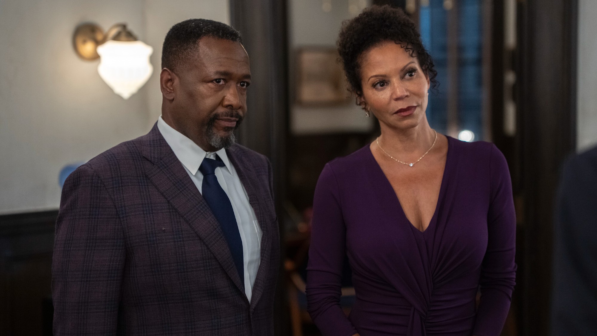 Pictured (L-R): Wendell Pierce as Captain Wagner and Gloria Reuben as Claudia Payne.
