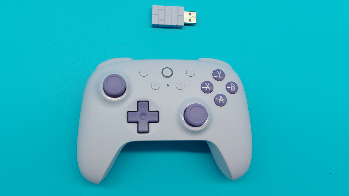 Various pieces of purple PC gear.