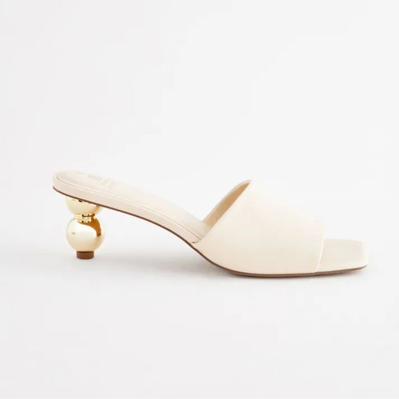 Next , Bone Square Toe Bubble Heel Mules