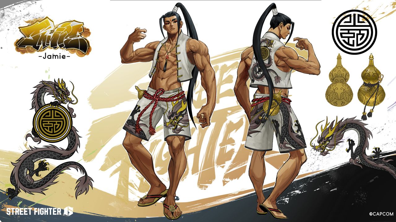 Concept art of Jamie wearing a swimsuit in Street Fighter 6