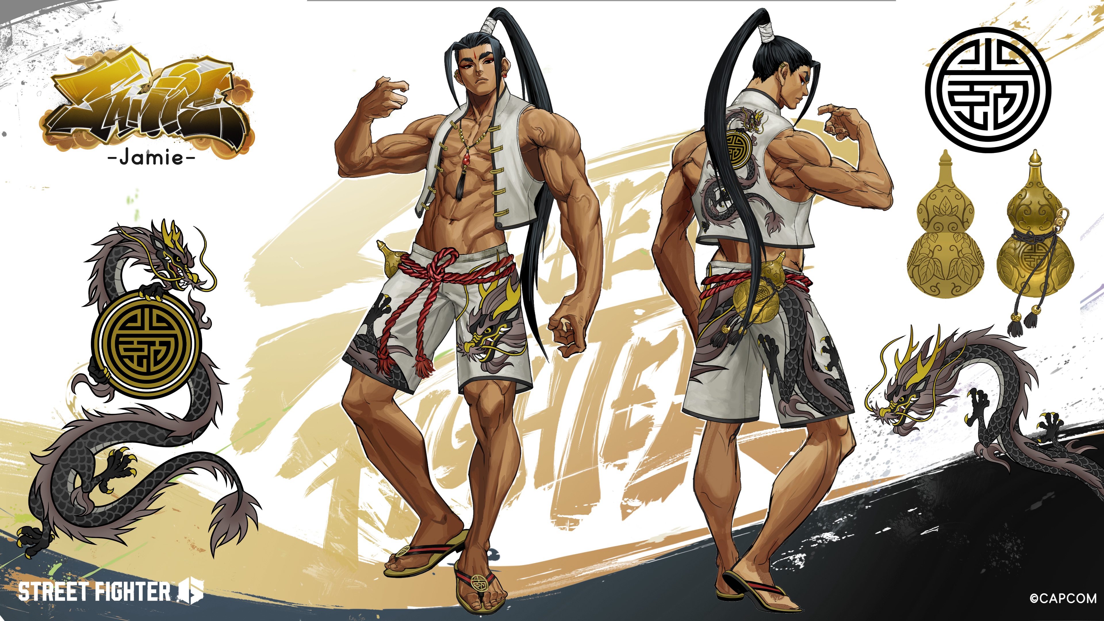 Concept art of Jamie wearing a swimsuit in Street Fighter 6