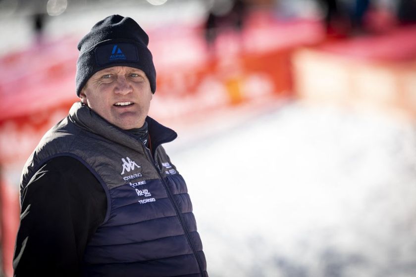 Belgian Bart Wellens pictured during the women's elite race at the Val di Sole Trentino cyclocross cycling event, on Sunday 10 December 2023 in Italy, stage 7/14 in the World Cup competition. BELGA PHOTO DAVID PINTENS (Photo by DAVID PINTENS / BELGA MAG / Belga via AFP)