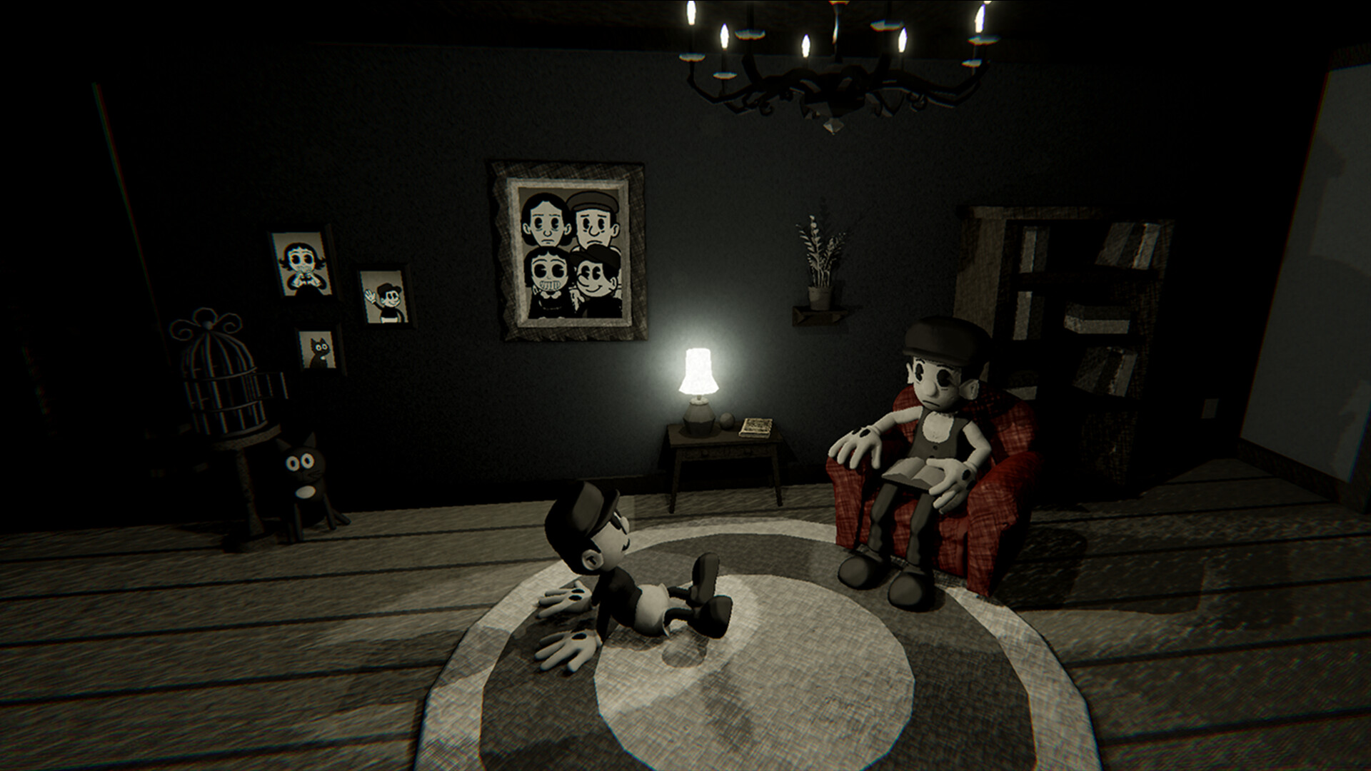 Olivia screenshot of a parent and son in their living room