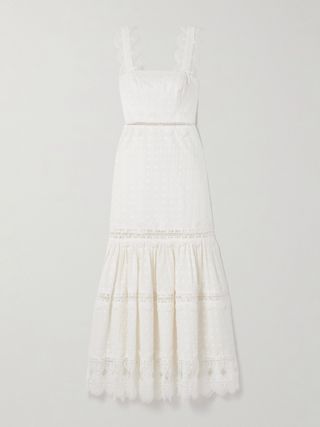 + Net Sustain Ibiza Tiered Guipure Lace-Trimmed Cotton Midi Dress