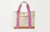 Leather and canvas tote travel bag